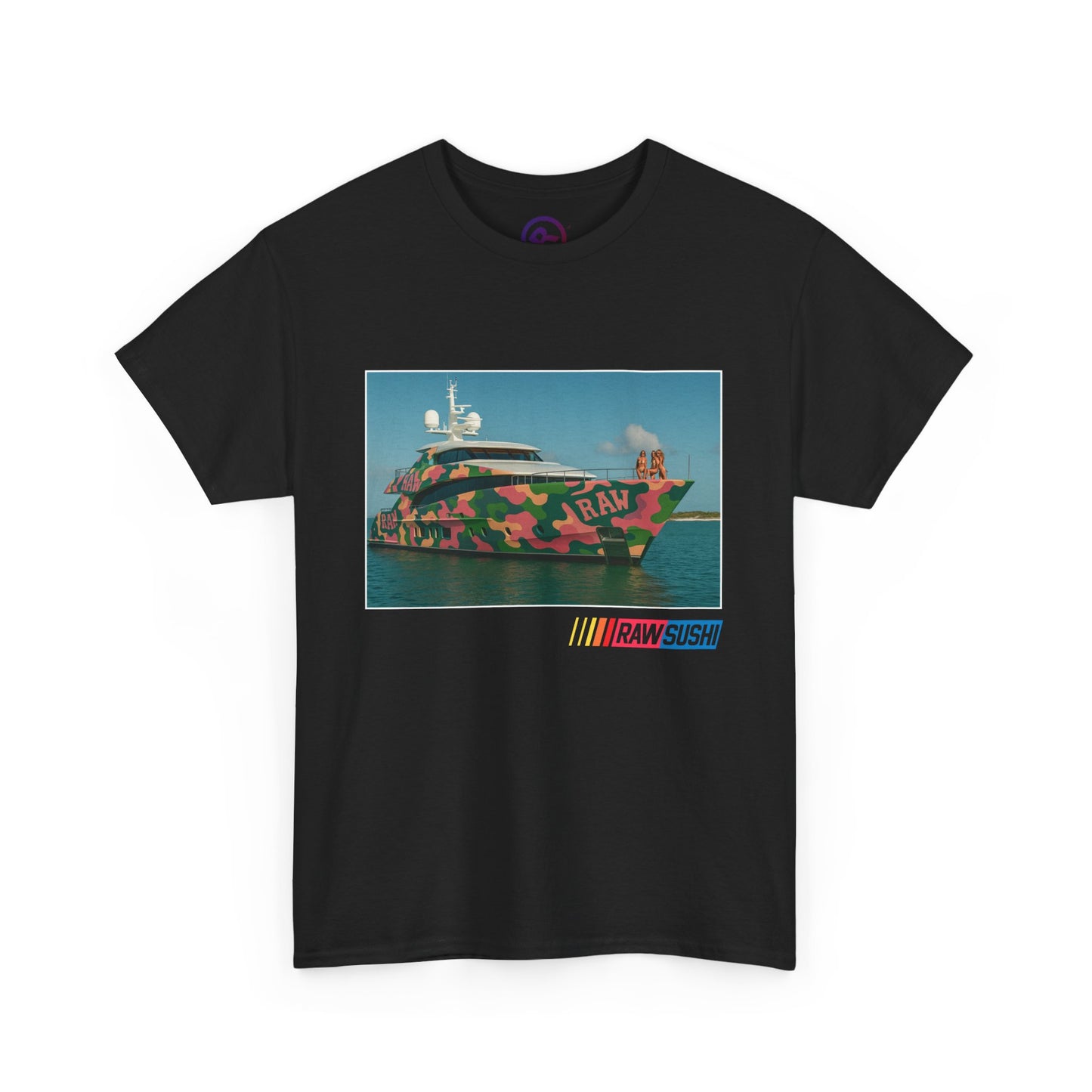 Raw+Sushi "BIG ASS Camo Boat" Heavy Cotton Racer Tee