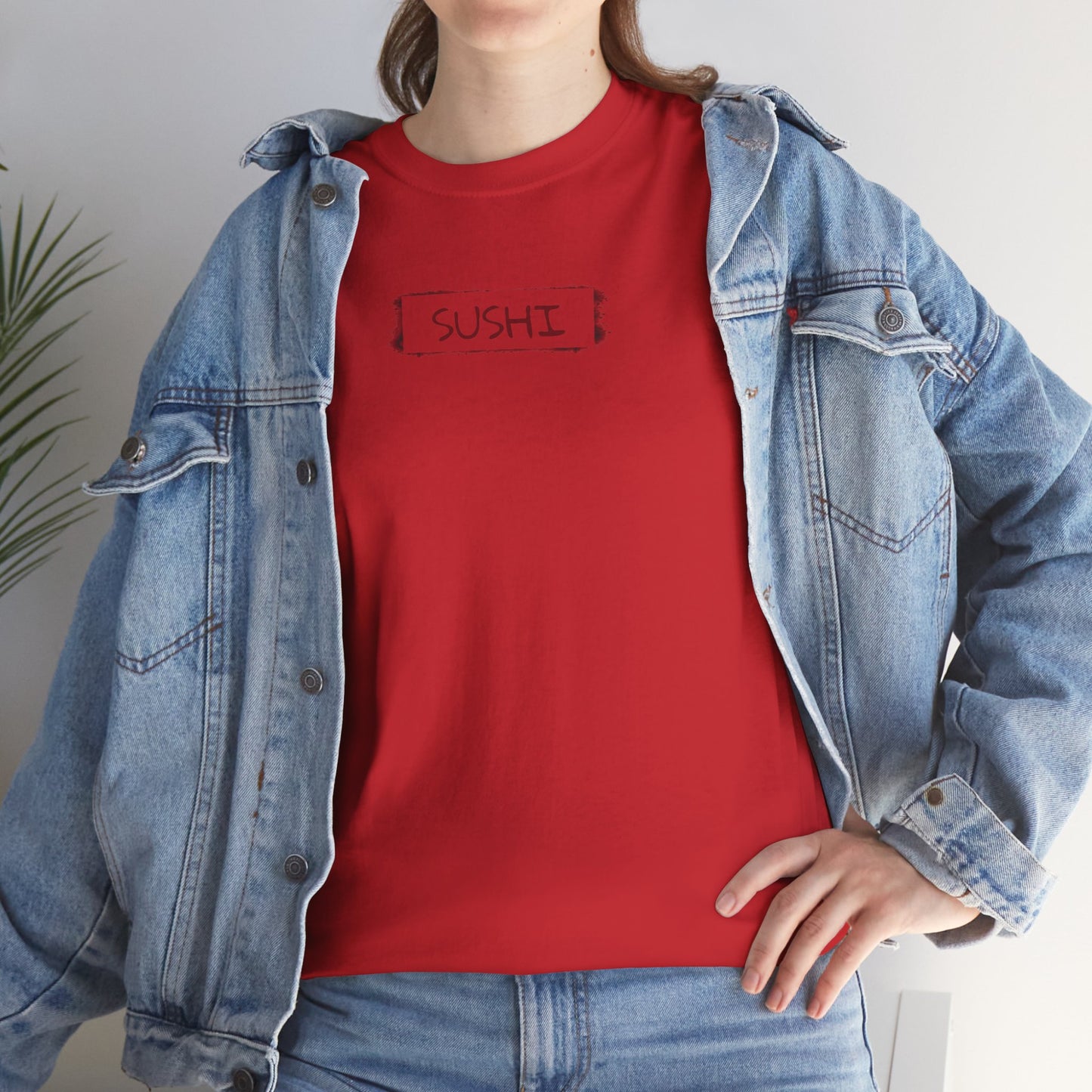 Raw+Sushi "sushi spray stamp" Unisex Heavy Cotton Tee red