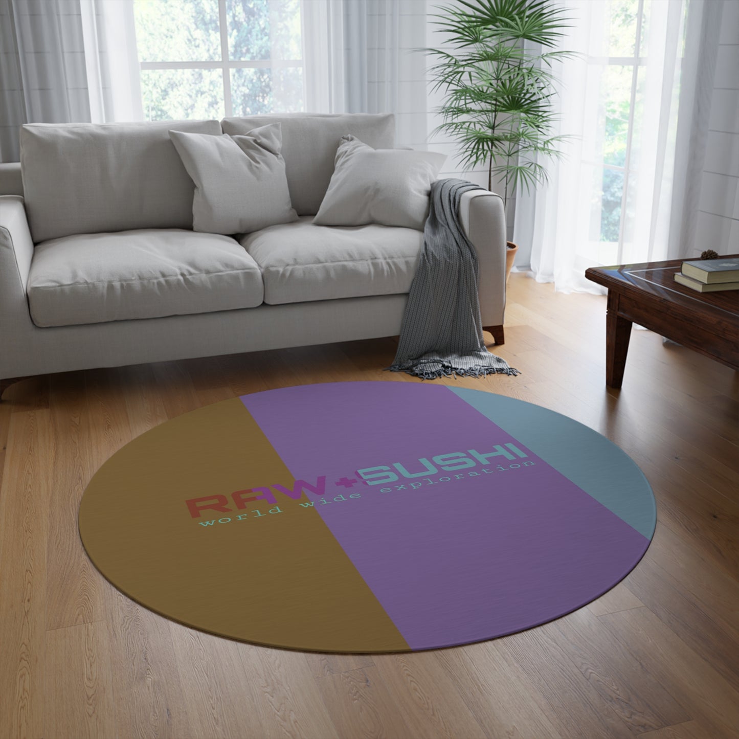 RAW SUSHI "RAWSUSHI WORLDWIDE expo." Round Rug