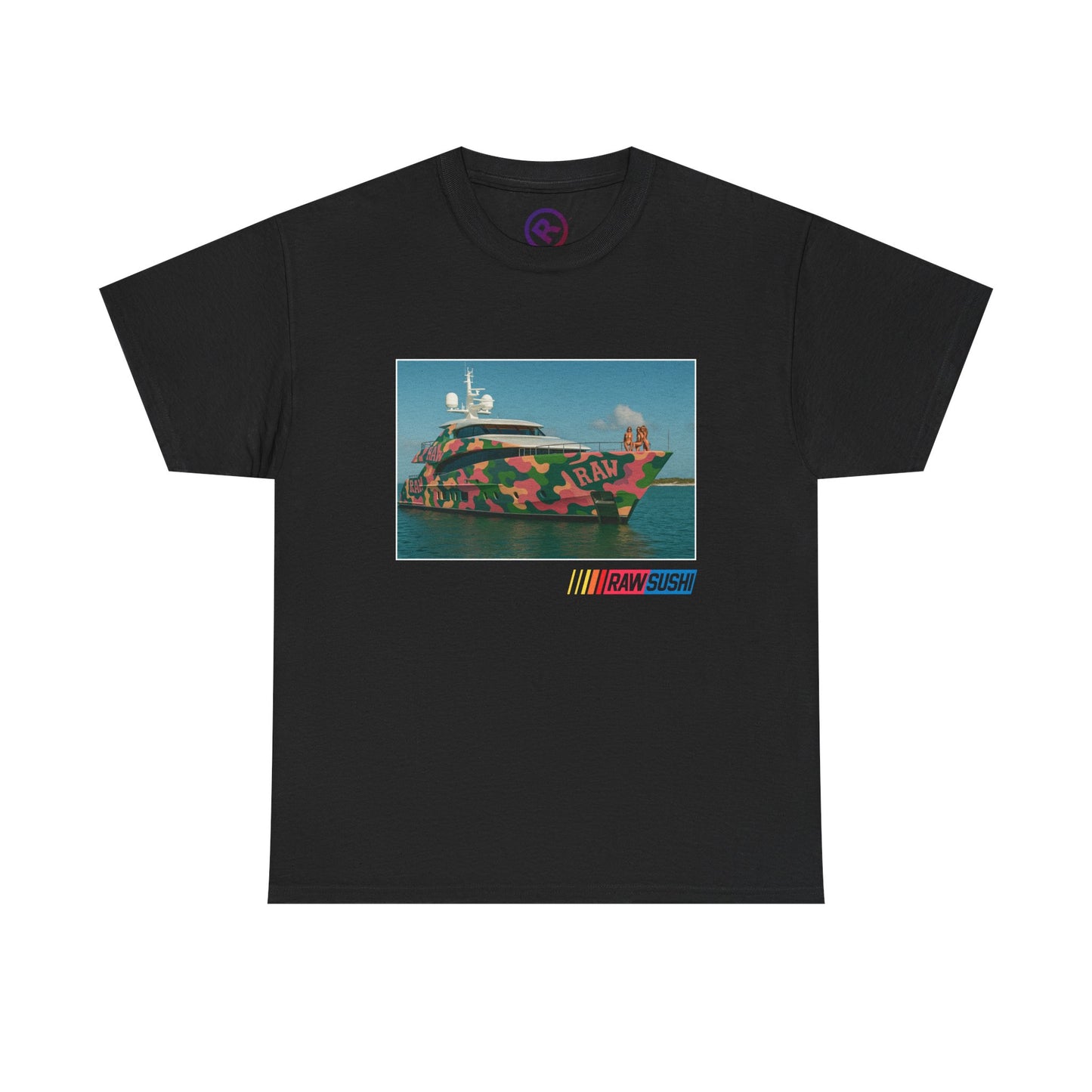 Raw+Sushi "BIG ASS Camo Boat" Heavy Cotton Racer Tee
