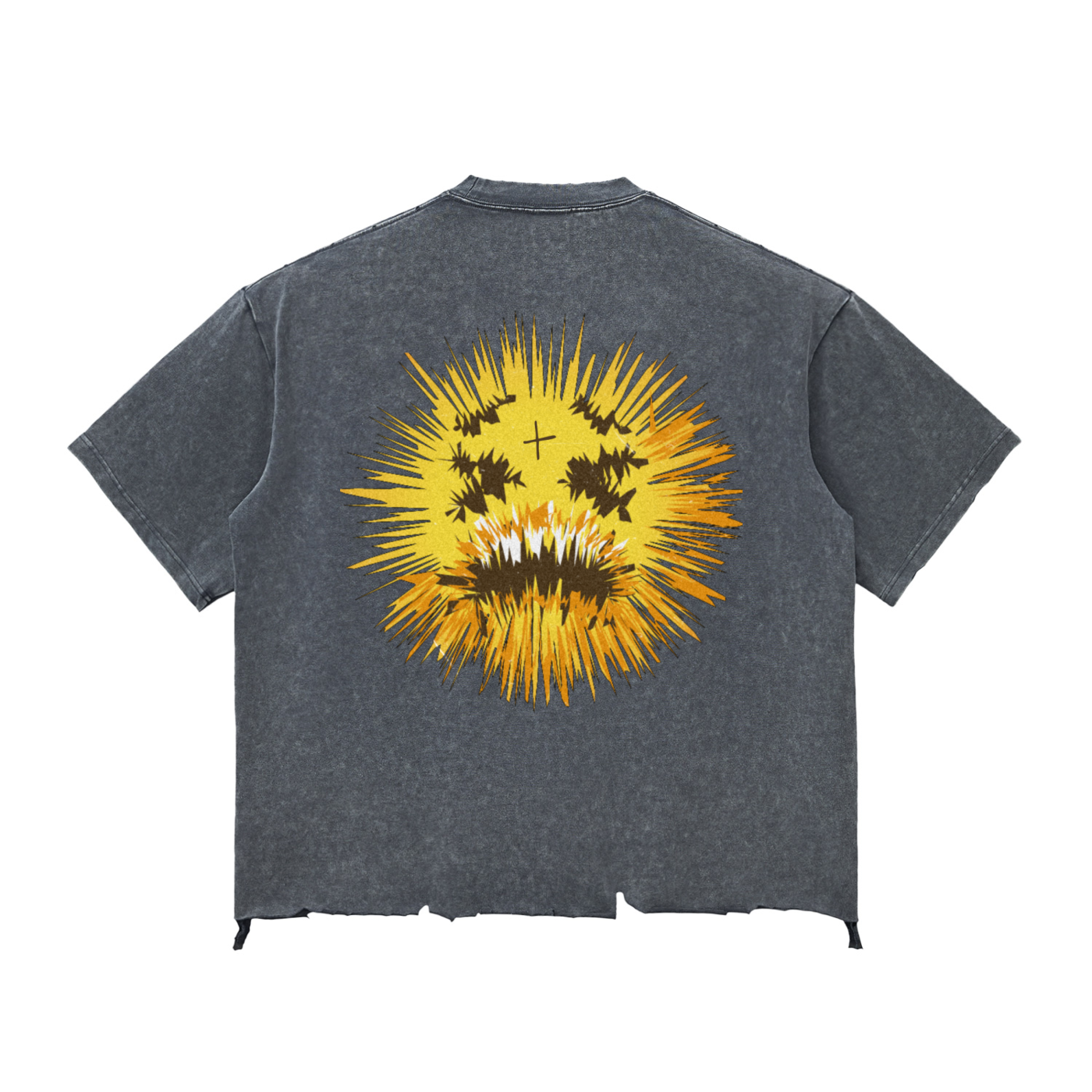 Cult Behavior DEAD SHOCKED Snow Wash Raw-Hem Boxy T-shirt GRY