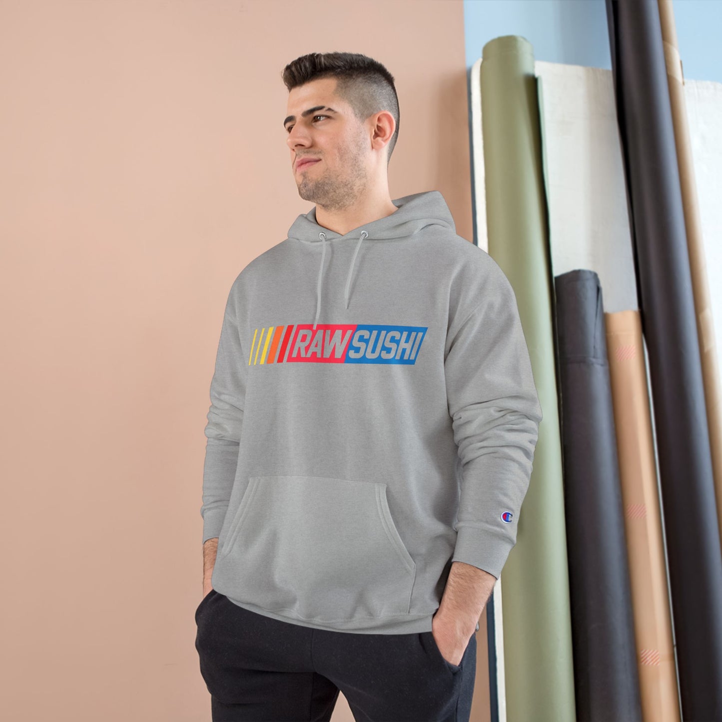 Raw+Sushi "Racer Pack" Heavy Cotton Racer Champion Hoodie grey
