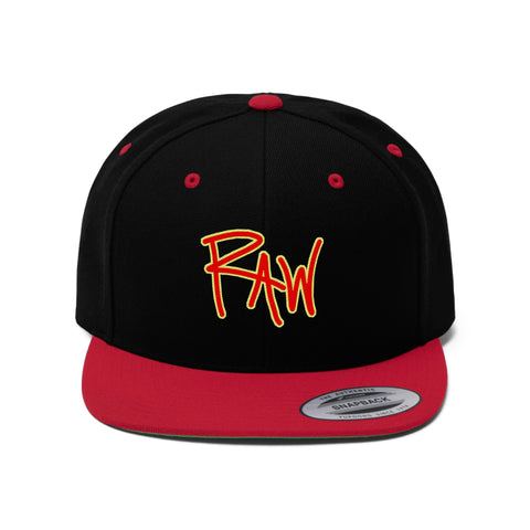Raw+Sushi "RAW" Flat Bill Hat blk/red/volt