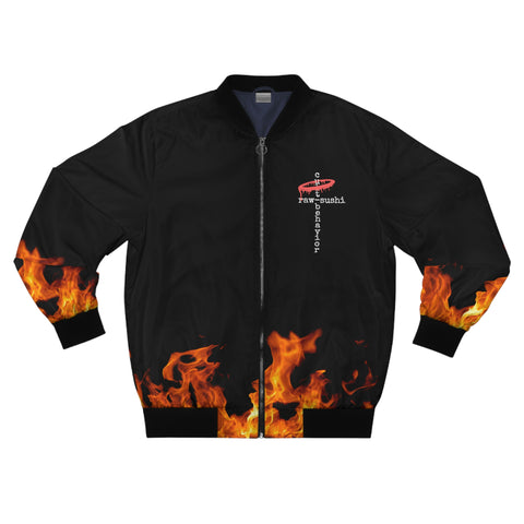 Raw+Sushi X Cult Behavior "up in flames" Bomber Jacket
