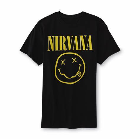 Nirvana Men's Short-Sleeve Classic Smiley Logo Graphic T-Shirt (Black)