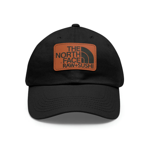 Raw+Sushi "north face sushi" Dad Hat with Leather Patch blk