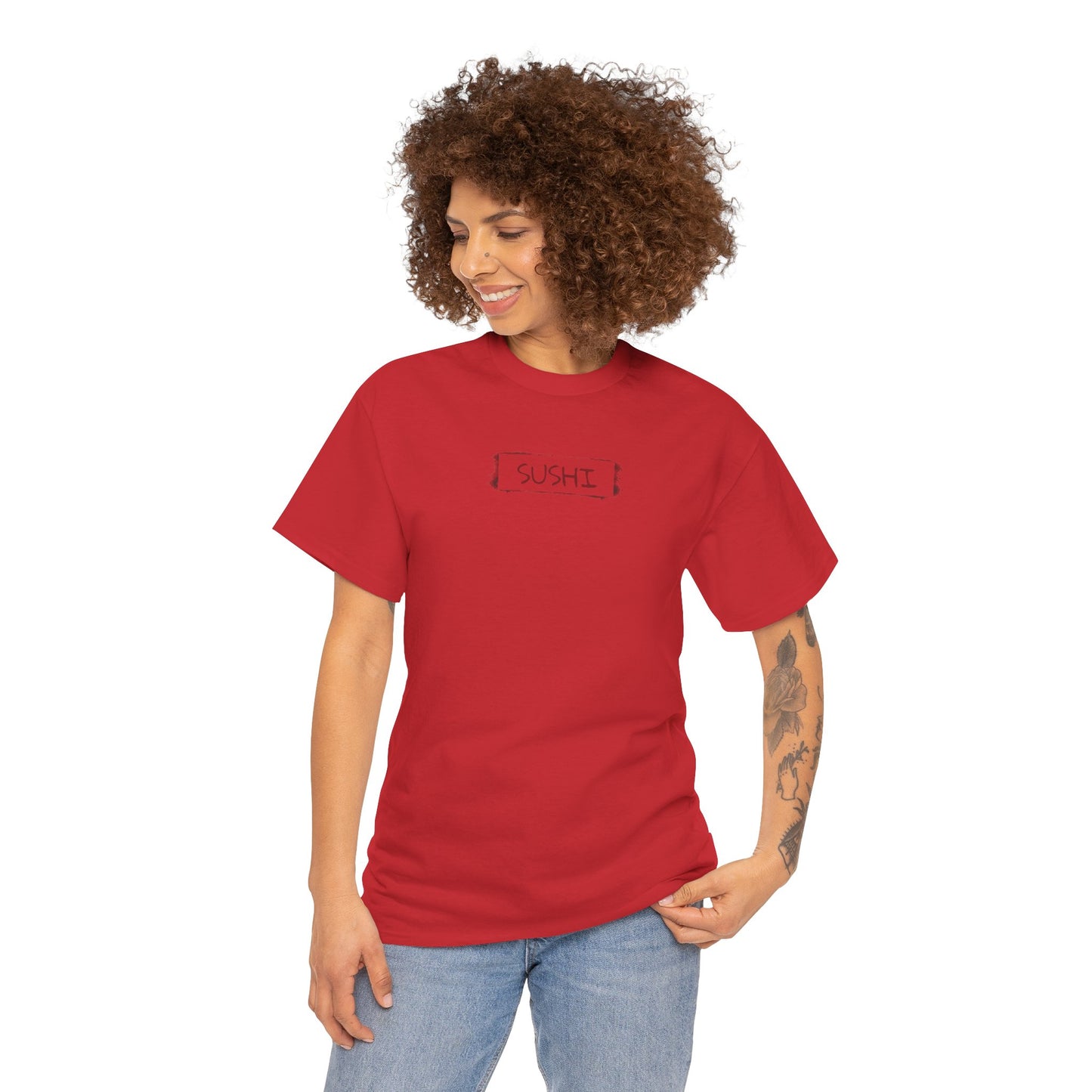 Raw+Sushi "sushi spray stamp" Unisex Heavy Cotton Tee red