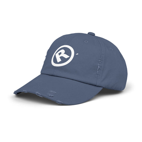 Raw+Suhi "R" LOGO Distressed Dad Cap (Scotland blue)