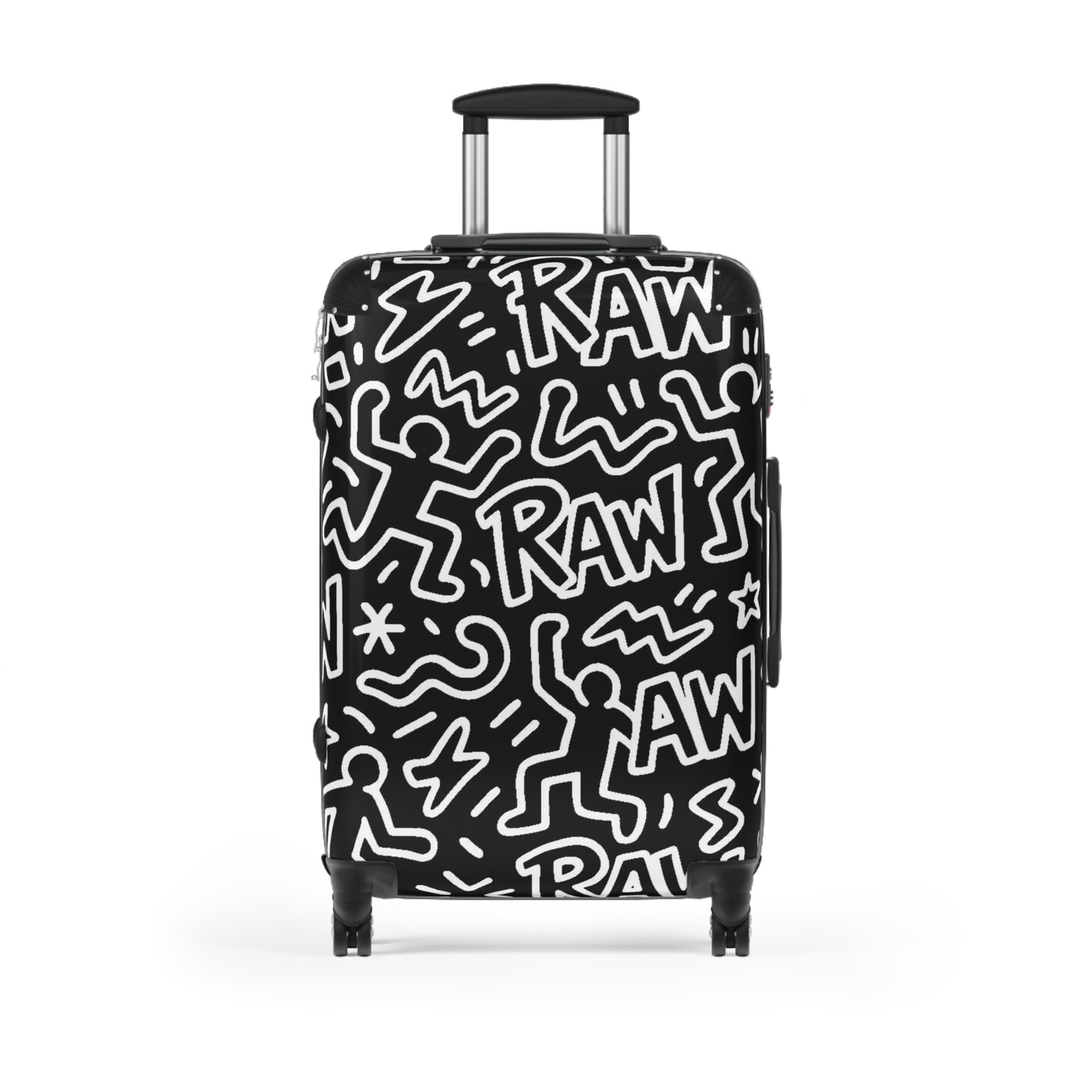 Raw+Sushi Graphic Black & White Rolling SuitcaseTravel Luggage