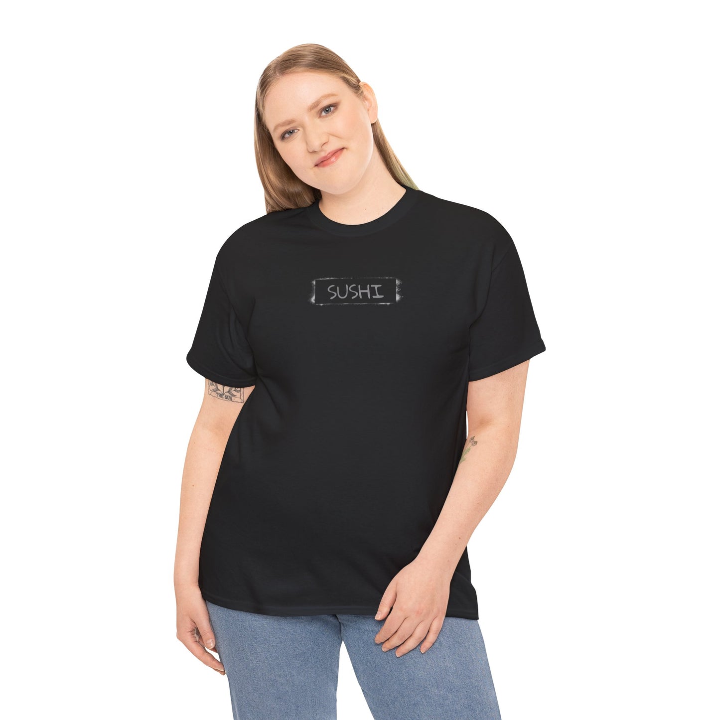 Raw+Sushi "sushi spray stamp" Unisex Heavy Cotton Tee blk
