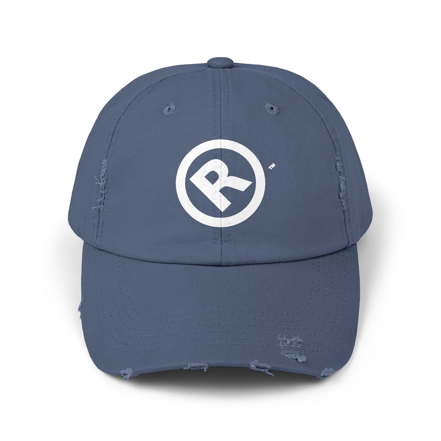 Raw+Suhi "R" LOGO Distressed Dad Cap (Scotland blue)