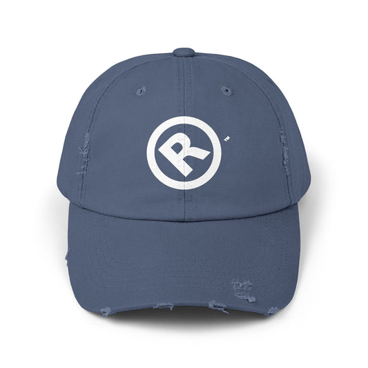 Raw+Suhi "R" LOGO Distressed Dad Cap (Scotland blue)