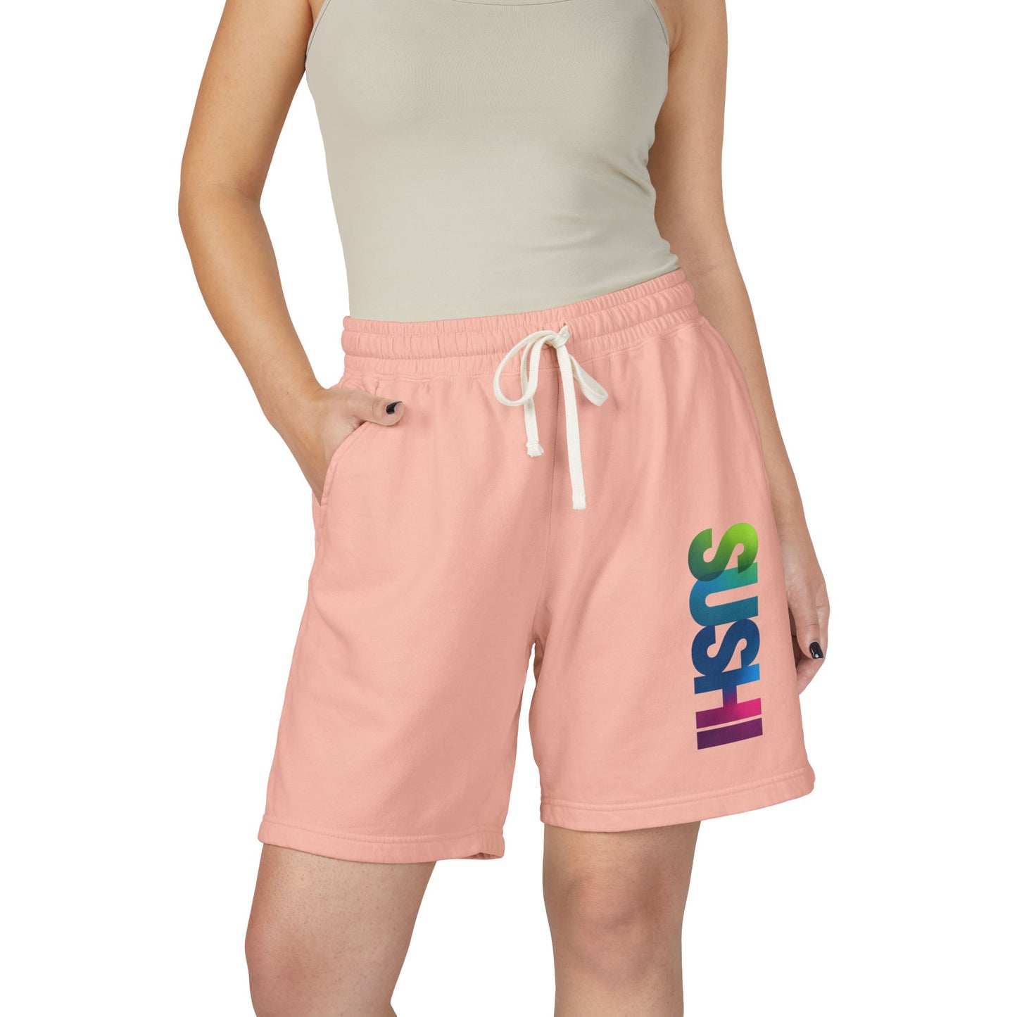 Raw+Sushi "SUSHI" Lightweight Fleece Sweat Shorts (peach)