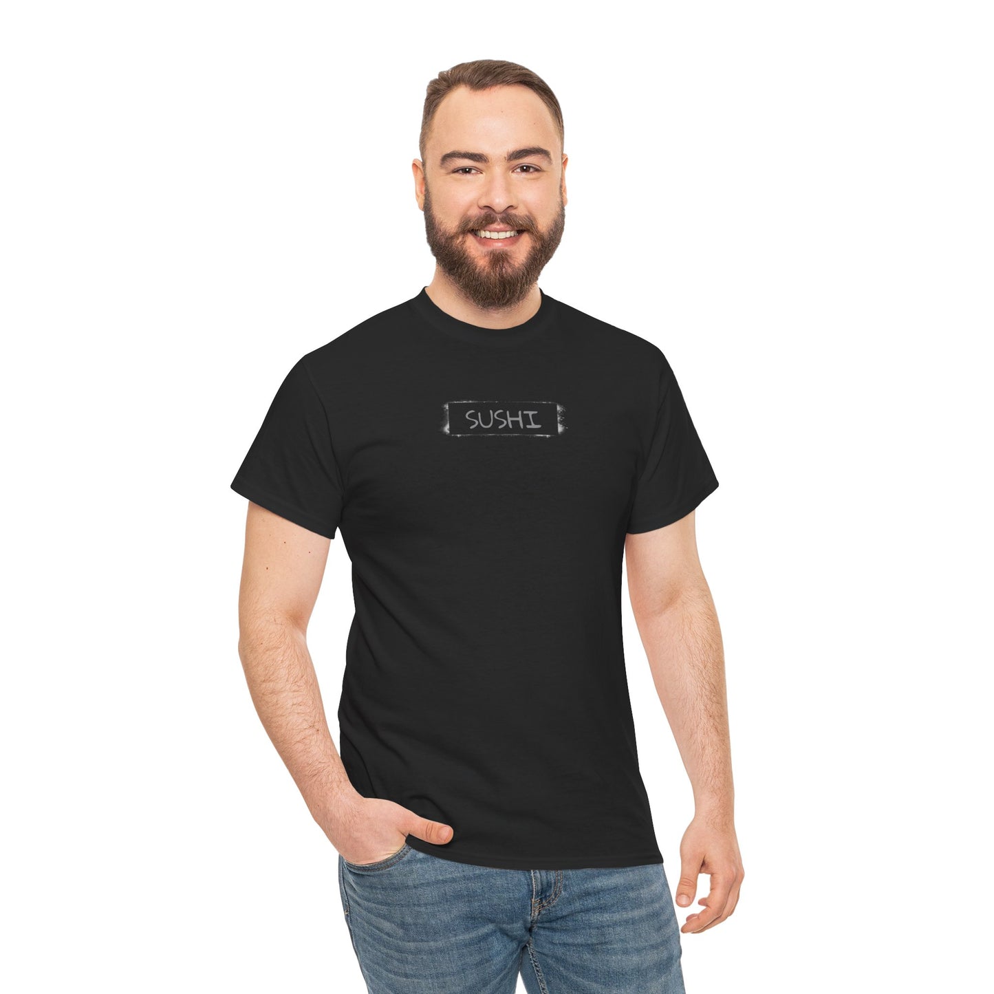Raw+Sushi "sushi spray stamp" Unisex Heavy Cotton Tee blk
