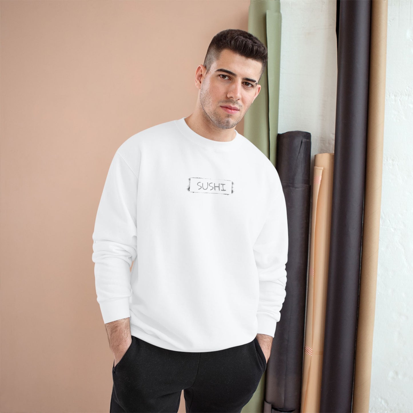 Raw+Sushi "Sushi spray stamp" Champion Sweatshirt white