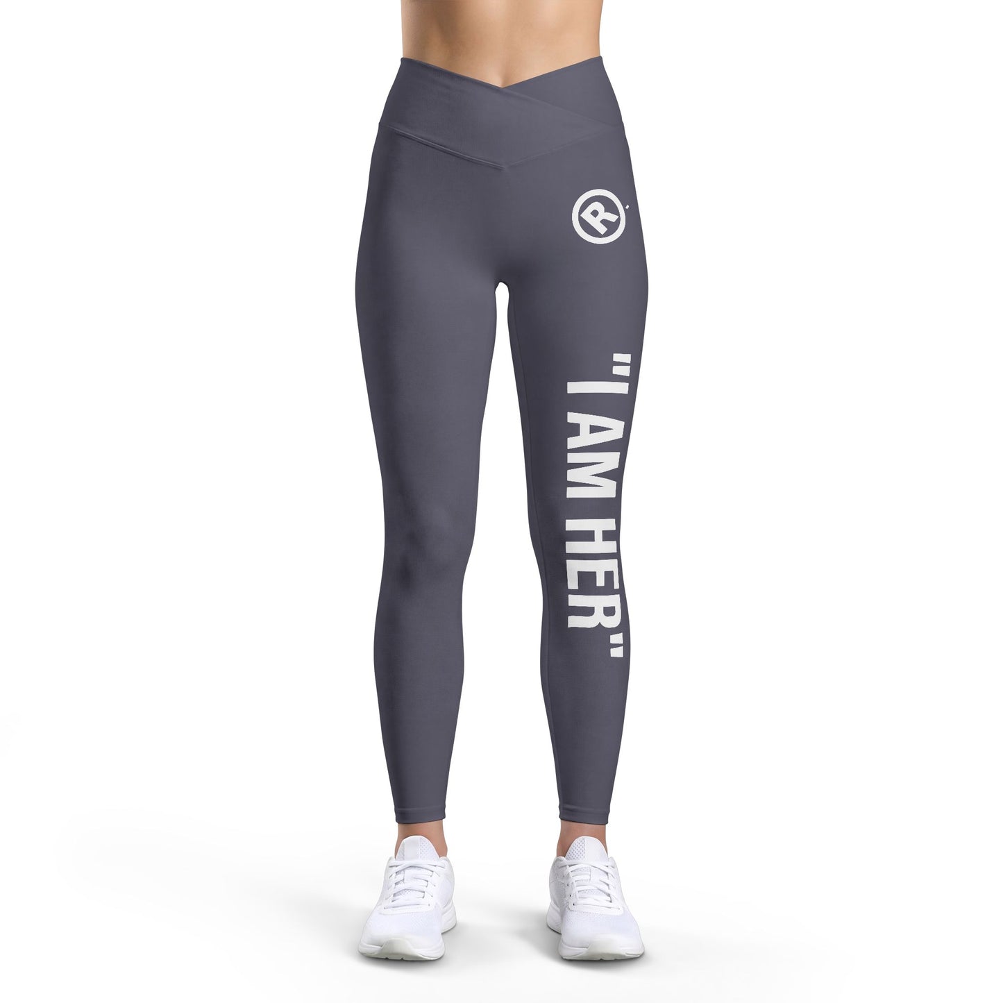 Raw+Sushi Leggings 'I AM HER' Retro Stripe High-Waist Workout Leggings