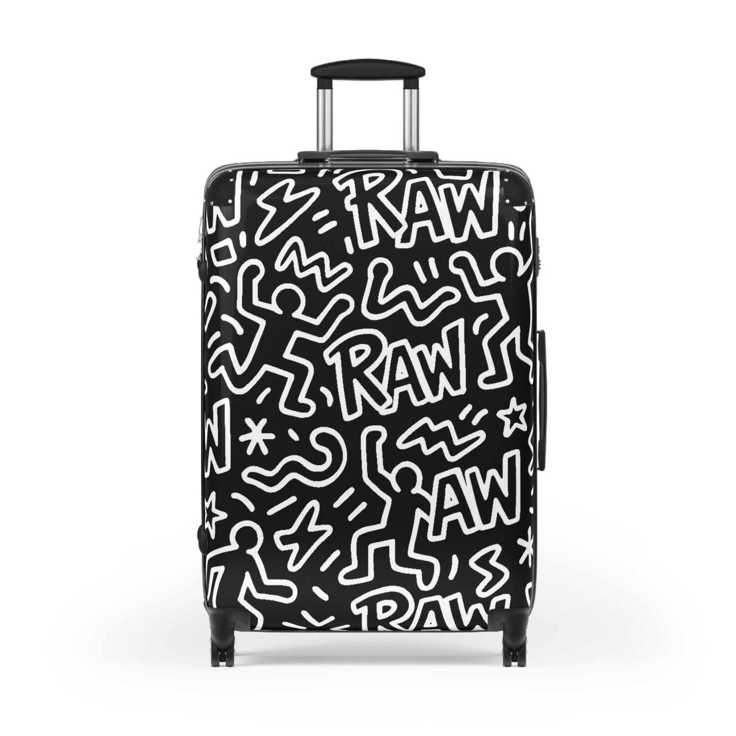 Raw+Sushi Graphic Black & White Rolling SuitcaseTravel Luggage