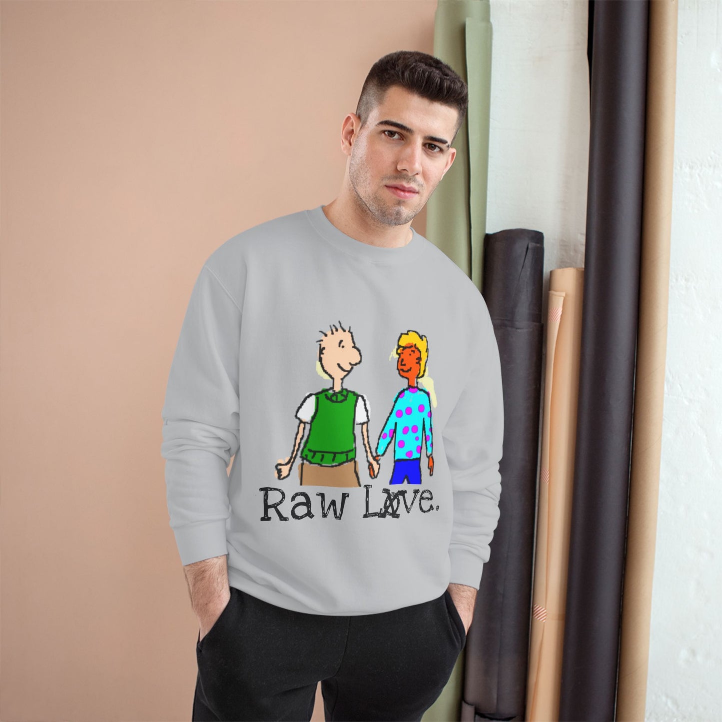 Raw+sushi "RAW LOVE" Champion Crew neck (grey)
