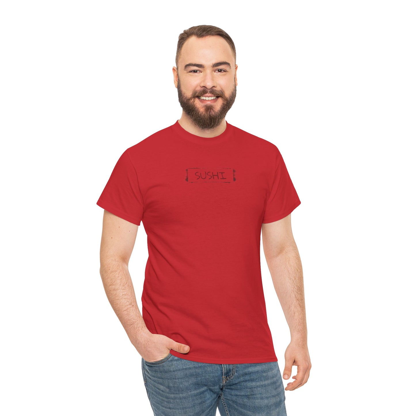 Raw+Sushi "sushi spray stamp" Unisex Heavy Cotton Tee red