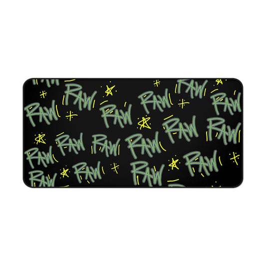 Graffiti Desk Mat -Black with 'Raw Print' for Creative Workspaces