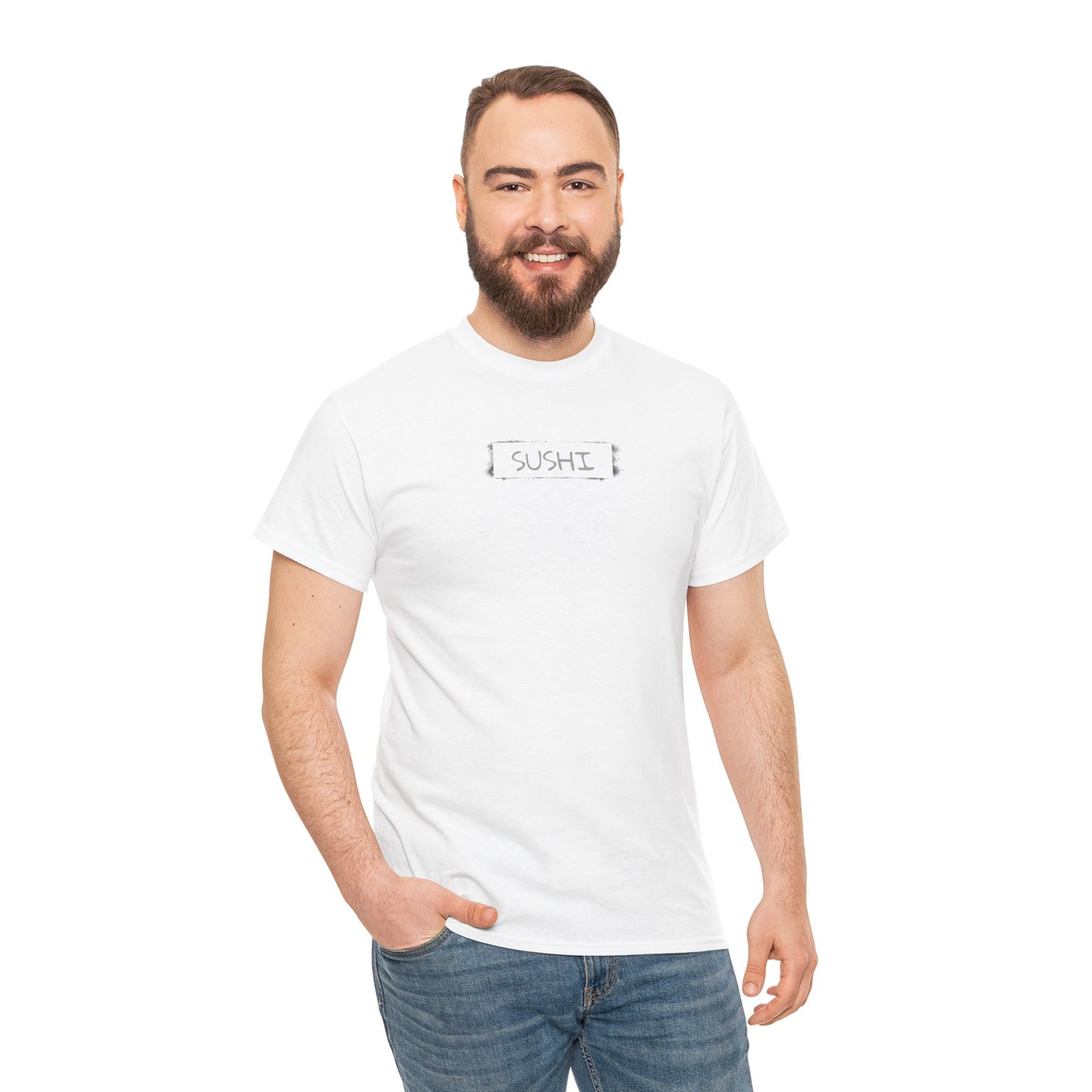 Raw+Sushi "sushi spray stamp" Unisex Heavy Cotton Tee white
