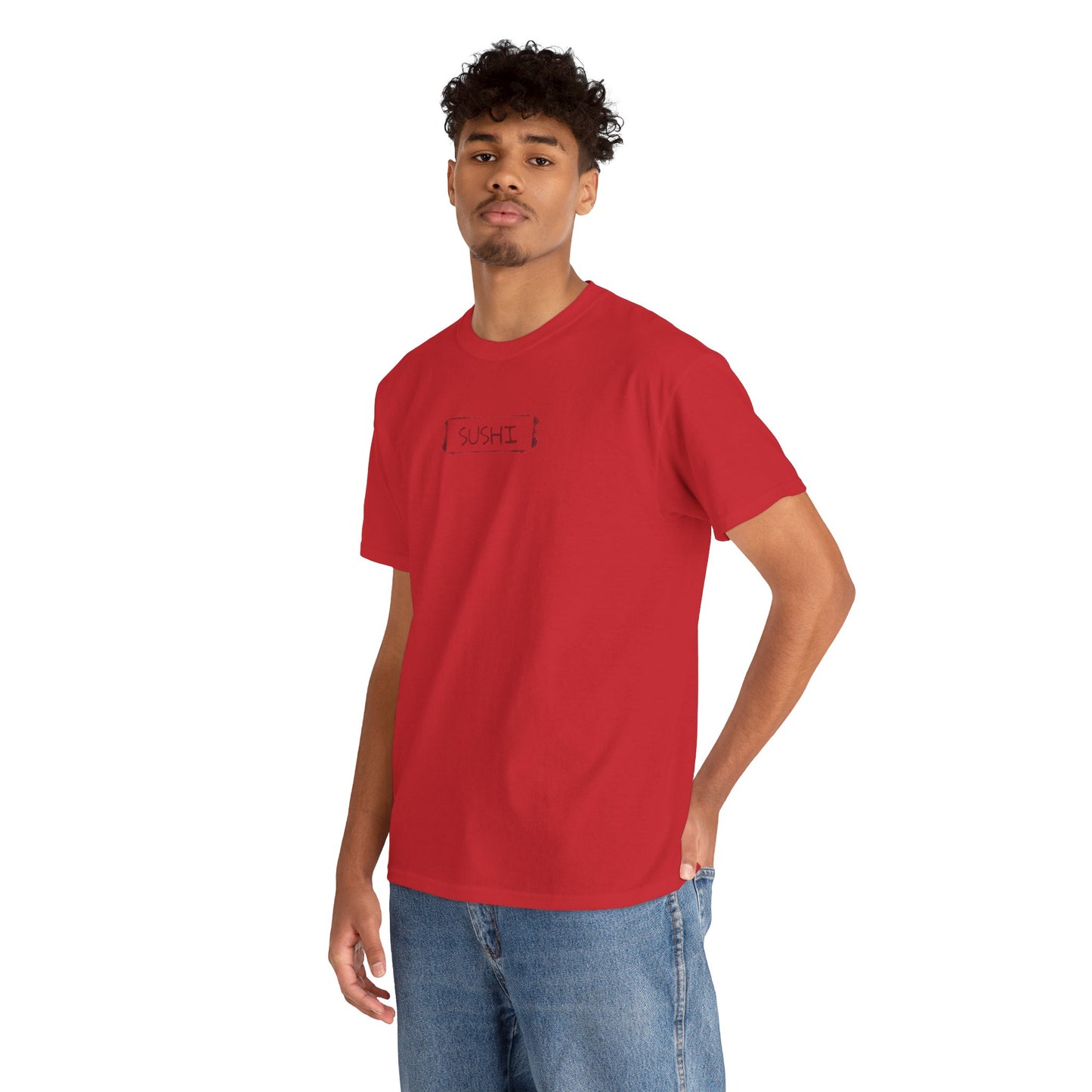 Raw+Sushi "sushi spray stamp" Unisex Heavy Cotton Tee red