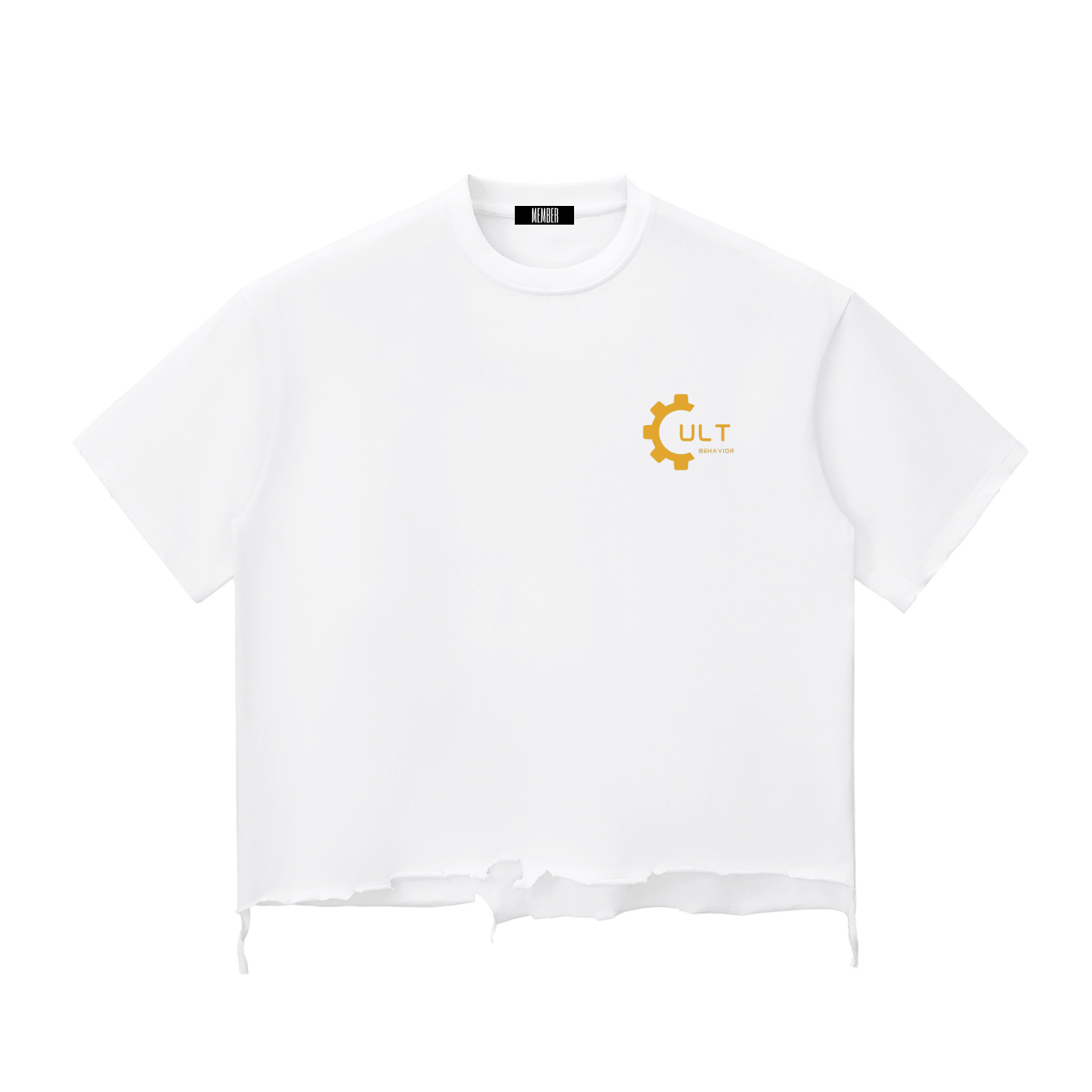 Cult Behavior DEAD SHOCKED Snow Wash Raw-Hem Boxy T-shirt white