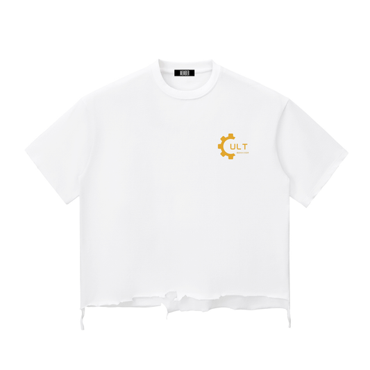 Cult Behavior DEAD SHOCKED Snow Wash Raw-Hem Boxy T-shirt white