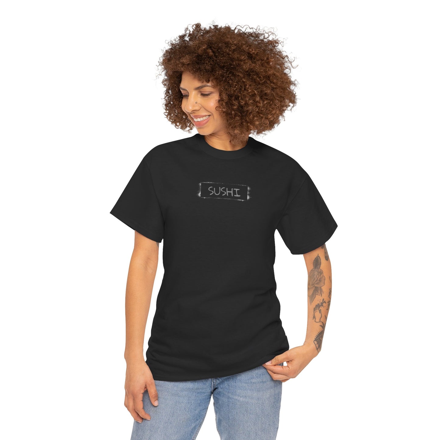 Raw+Sushi "sushi spray stamp" Unisex Heavy Cotton Tee blk