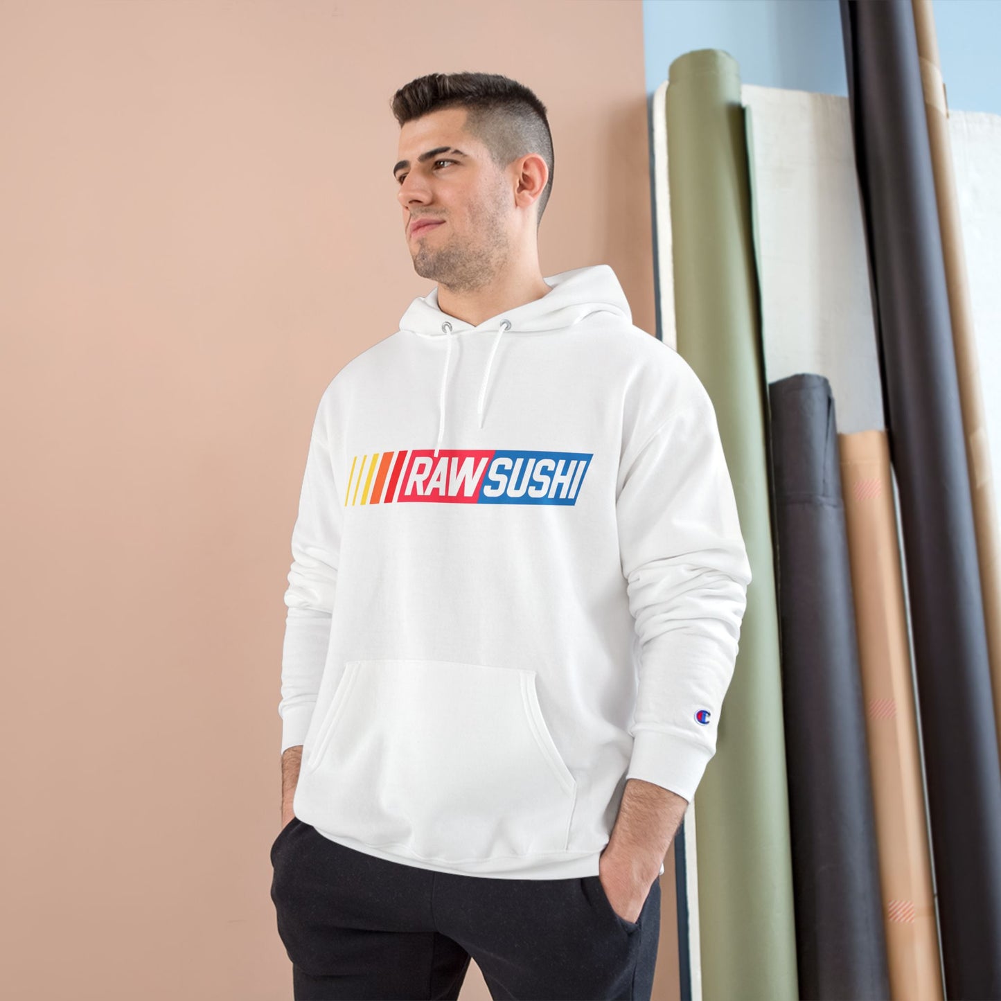 Raw+Sushi "Racer Pack" Heavy Cotton Racer Champion Hoodie white