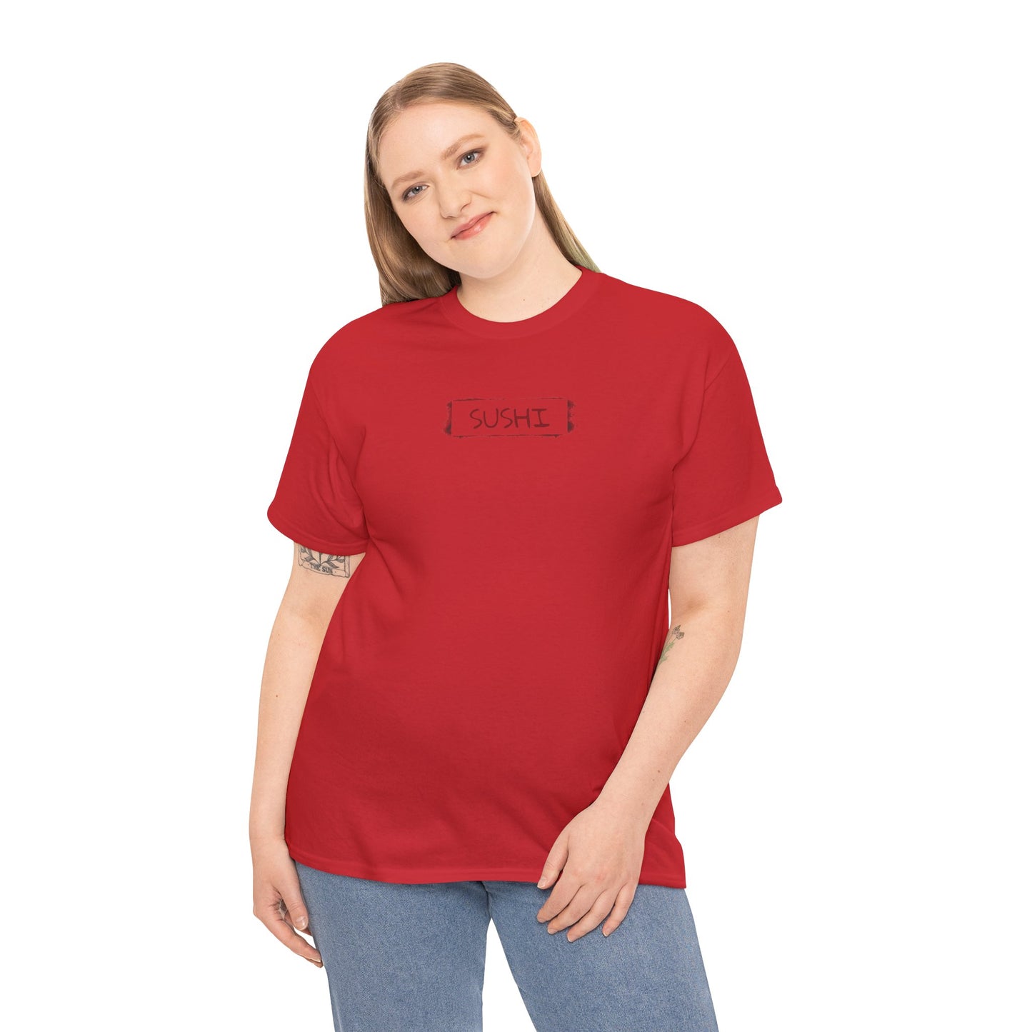 Raw+Sushi "sushi spray stamp" Unisex Heavy Cotton Tee red
