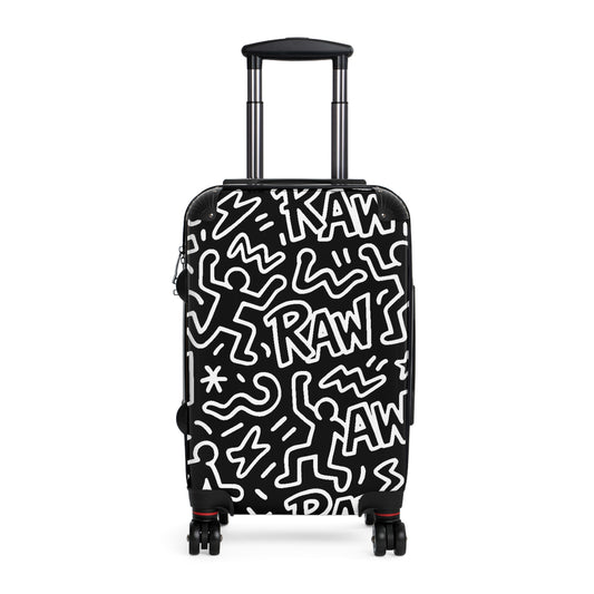 Raw+Sushi Graphic Black & White Rolling SuitcaseTravel Luggage