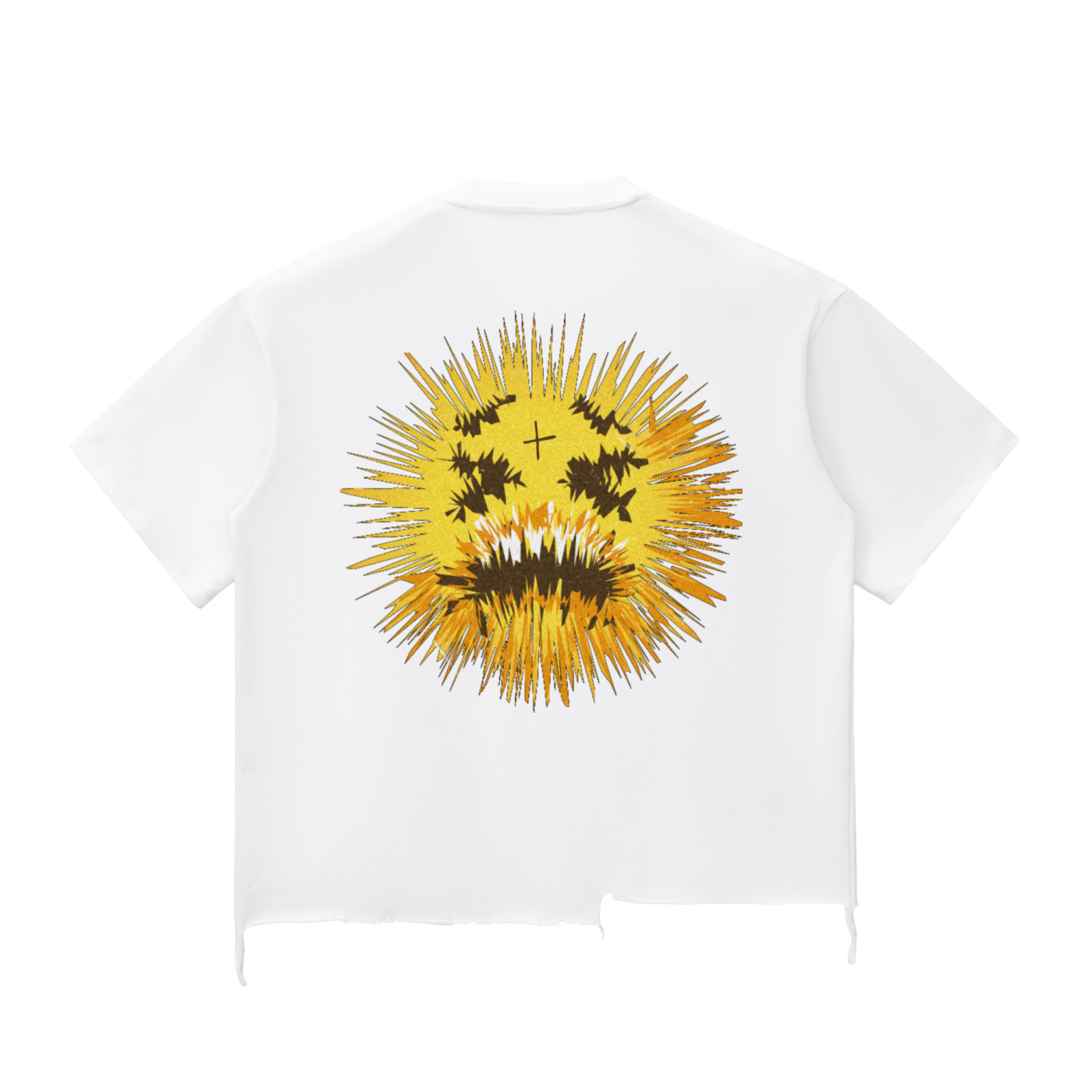 Cult Behavior DEAD SHOCKED Snow Wash Raw-Hem Boxy T-shirt white