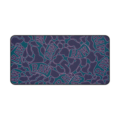 Graffiti Desk Mat -Black with 'Raw camo neon' for Creative Workspaces