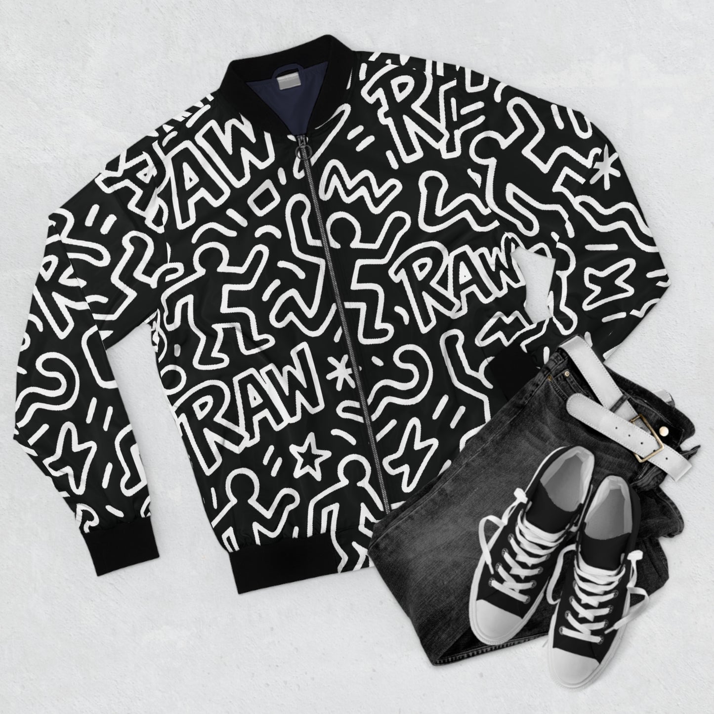 Raw+Sushi "RAW ART" Bomber Jacket BLK&WHT