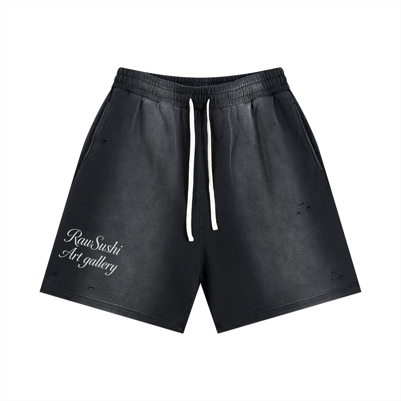 Raw+Sushi ART GALLERY Sun Fade Distressed Shorts BLK