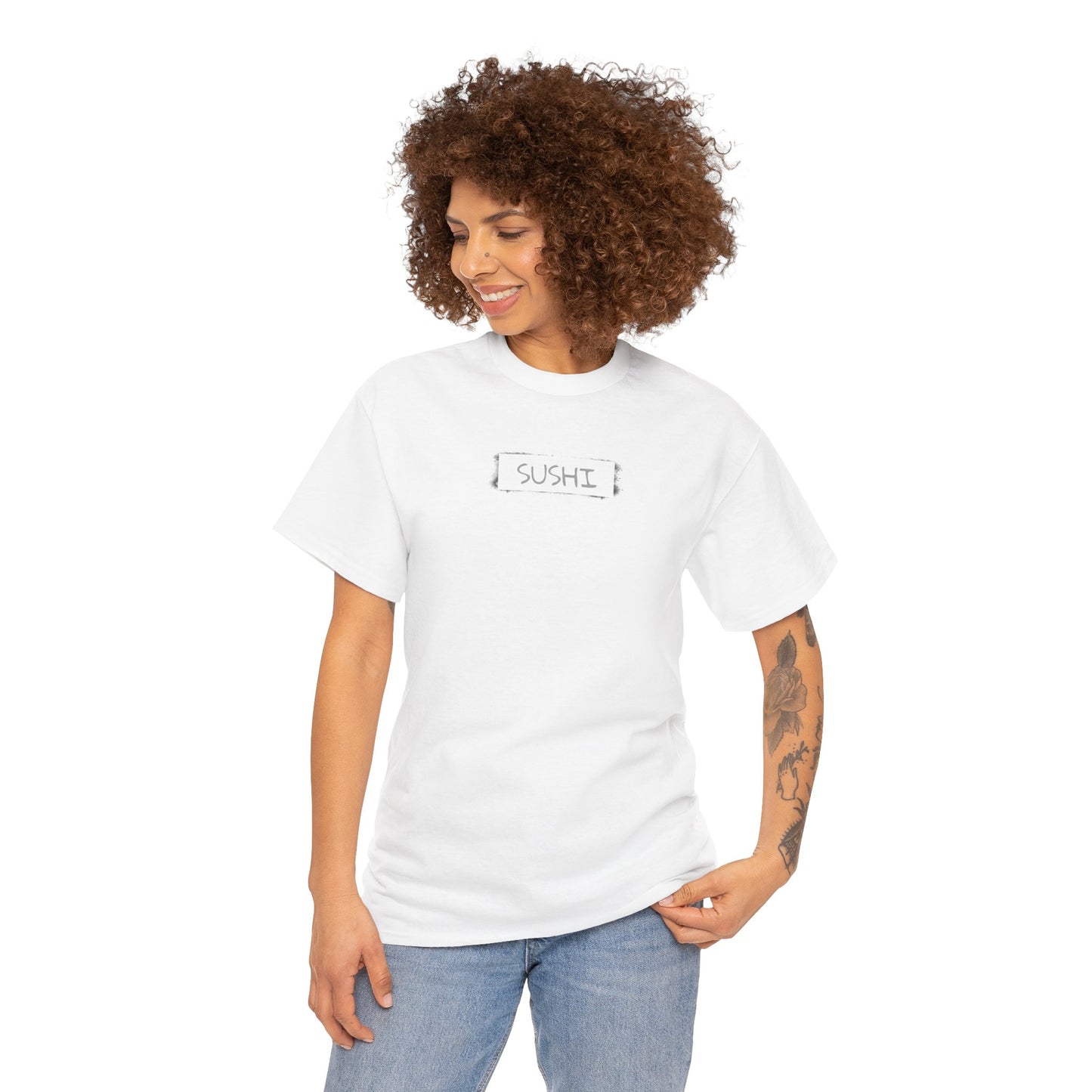 Raw+Sushi "sushi spray stamp" Unisex Heavy Cotton Tee white
