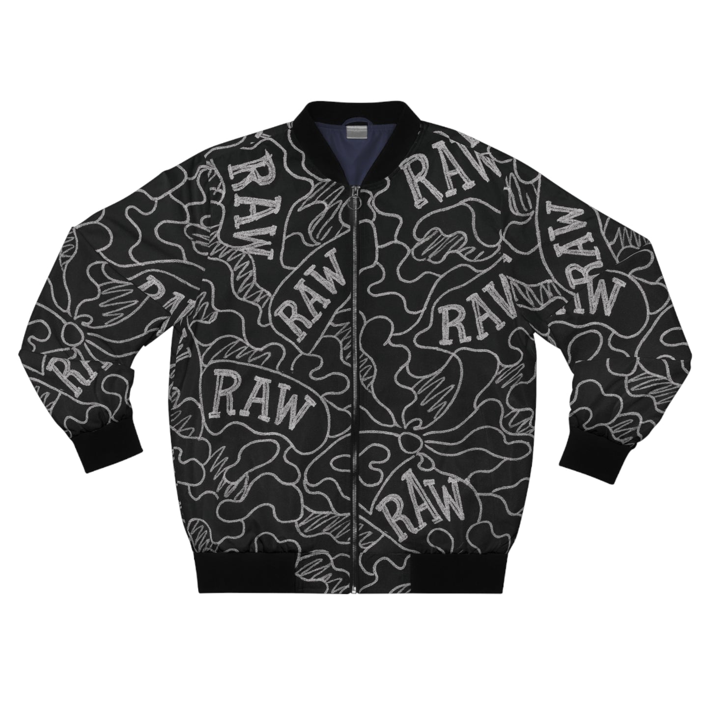 Raw+Sushi "RAW PAPER" Bomber Jacket BLK&WHT