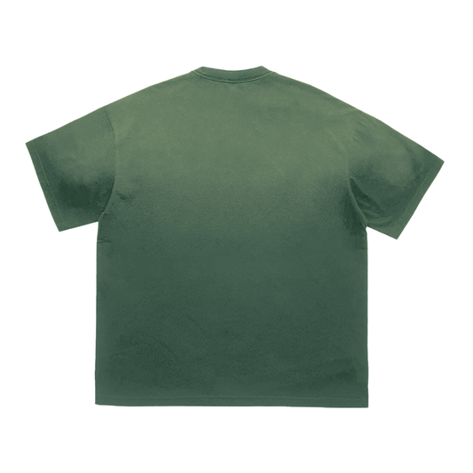 Raw+Sushi "arabic print" Tiger Stripe Gradient Washed T-Shirt (Green)