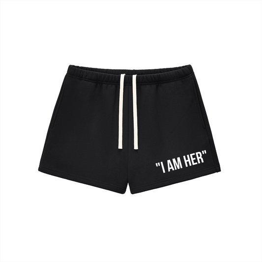 RAW+SUSHI WOMENS "I AM HER" Essential Fleece Drawstring Sweatshorts