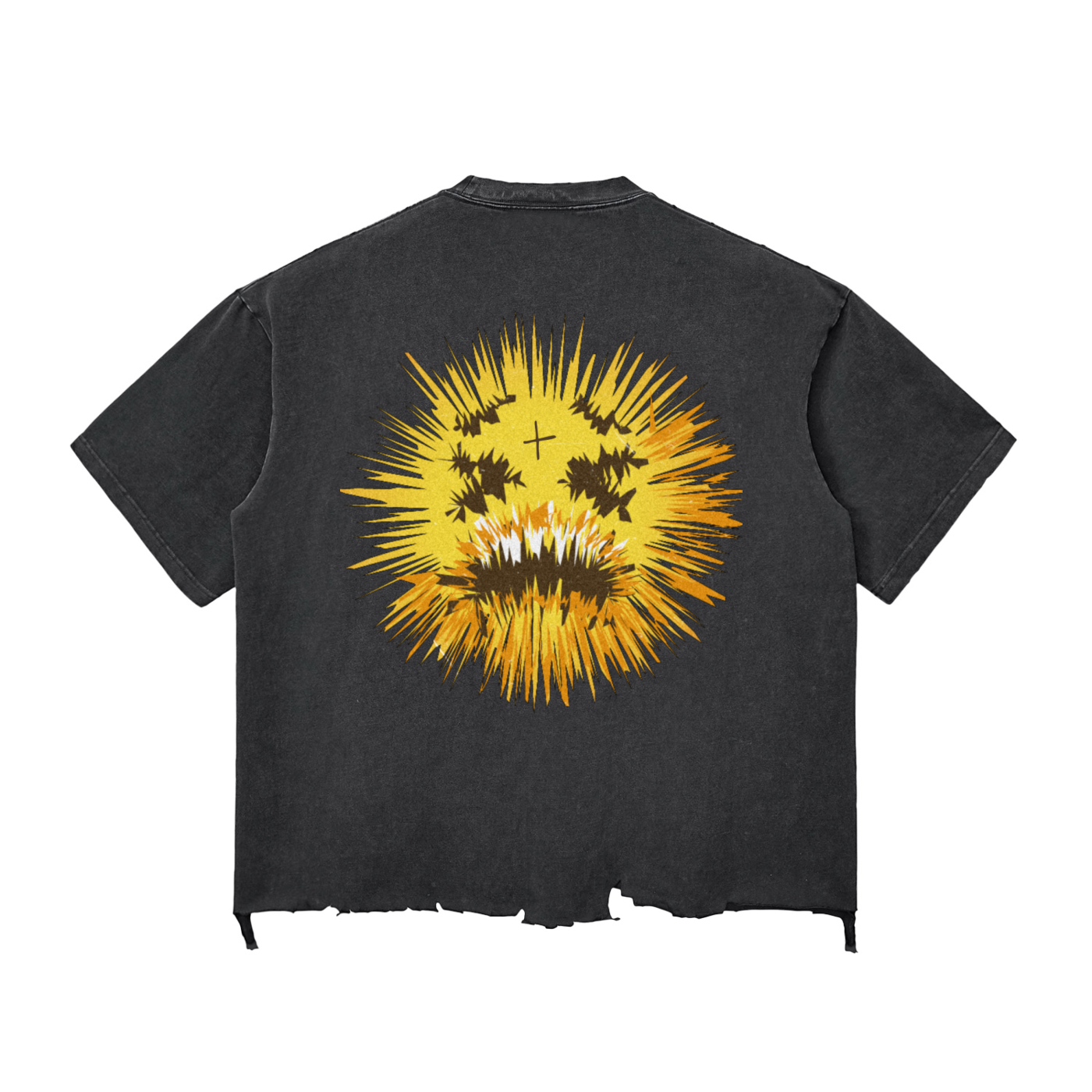 Cult Behavior DEAD SHOCKED Snow Wash Raw-Hem Boxy T-shirt BLK