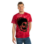 CULT BEHAVIOR FLAMING SKULL Tie-Dye Tee, BLOOD Crystal