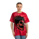 CULT BEHAVIOR FLAMING SKULL Tie-Dye Tee, BLOOD Crystal